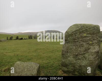 Swinside stone circle. 21 December 2012 end of the World Winter solstice. The lake district national park. Cumbria. England. UK Stock Photo