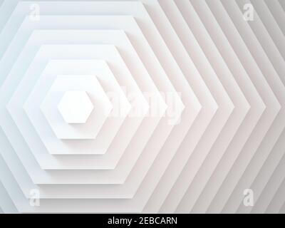 Abstract cgi background with white hexagonal installation, front view. 3d rendering illustration Stock Photo