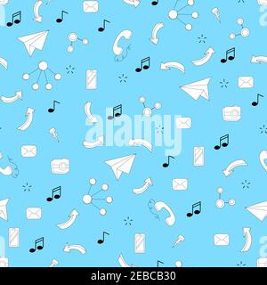 Seamless pattern with business elements icons in doodle style, infographic. Vector illustration design. Hand drown business icon on color background Stock Vector