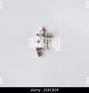 Pile of silver wire clips on white background with copy space Stock Photo