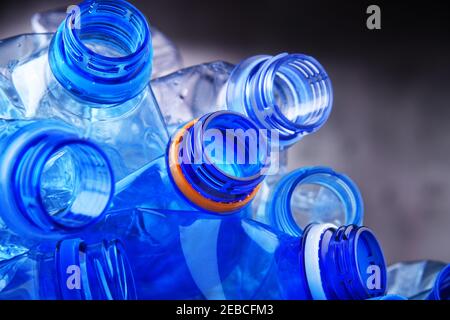 Composition with empty mineral water bottles. Plastic waste Stock Photo