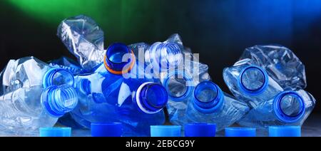 Composition with empty mineral water bottles. Plastic waste Stock Photo