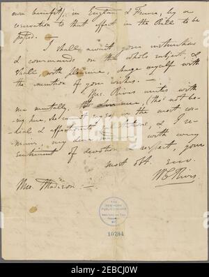 Letter from William Cabell Rives to Dolley Madison (NYPL b11904004 ...