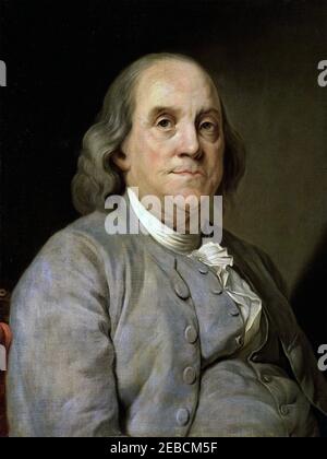 BENJAMIN FRANKLIN (1706-1790) American polymath and one of the Founding Fathers of the United States, painted by Joseph Duplessis in 1778. Stock Photo