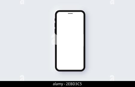 Realistic Single Mobile Phone Neomorphism Template Mockup Vector Stock Vector