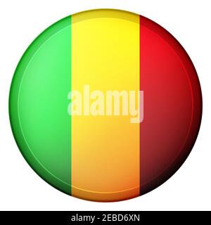 Glass light ball with flag of Mali. Round sphere, template icon. National symbol. Glossy realistic ball, 3D abstract vector illustration highlighted Stock Vector