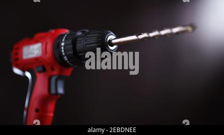 Cordless drill working also as screw guns. Stock Photo