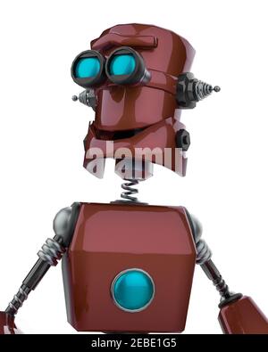 funny purple robot cartoon smiling potrait in a white background. This guy  will put some fun in yours creations, 3d illustration Stock Photo - Alamy