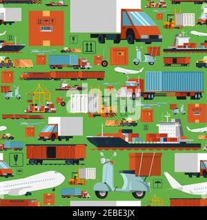 International logistic transportation and delivery operations company with offices worldwide seamless background tileable pattern abstract vector illu Stock Vector