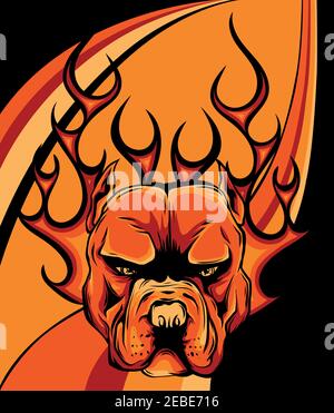 DOG FIRE PITBULL FROM HELL ARTWORK VECTOR illustration Stock Vector