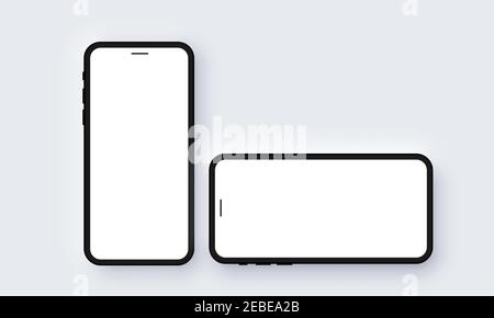 Realistic Mobile Phone Neomorphism Template Mockup Vector Stock Vector