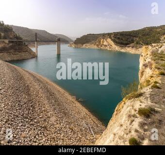 A view of the Francisco Abellan Reservoir in the Sierra Nevada of Andalusia near La Peza Stock Photo