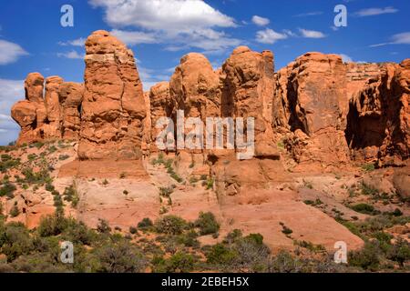 Garden of Eden, Arches National Park, Utah. The red sandstone formations in the park are often referred to as slickrock. Stock Photo