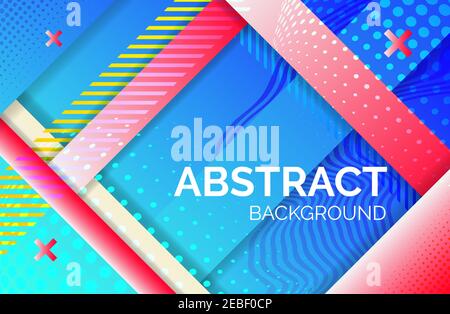 Hipster geometric abstract background. yellow blue banner with gradient stripes, textured background. Business template for print and web, vector Stock Vector