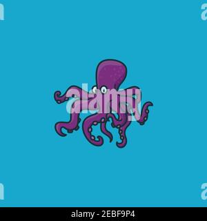 Octopus Cartoon character vector illustration fore World Octopus Day on October 8 Stock Vector