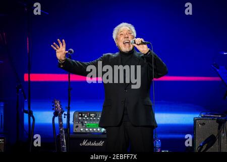 Sir Tom Jones performs live during the Music for Marsden concert at the O2 Arena, Greenwich, London. Stock Photo