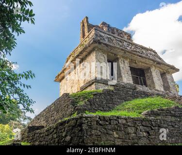 Temple of the Count at the Mayan ruins of Palenque, a UNESCO World Heritage site, in Chiapas, Mexico Stock Photo