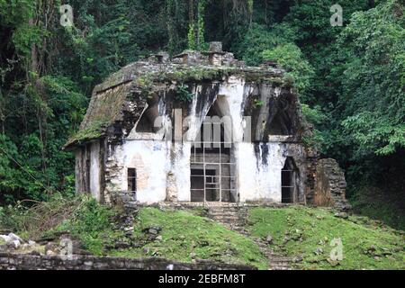 Temple of the Foliated Cross in Palenque. Chiapas, Mexico Stock Photo