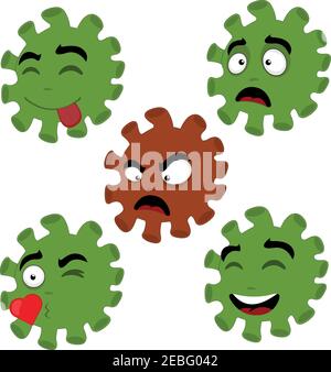 Vector illustration of coronavirus expressions cartoon Stock Vector