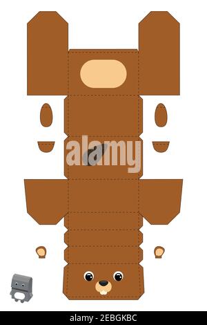 Party favor box beaver design for sweets, candies, small presents ...