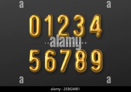 Golden numbers vector set. Stock Vector