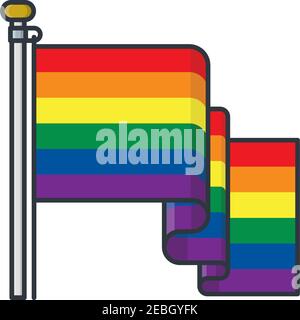 Gay Pride rainbow colored flag isolated vector illustration for Coming Out Day on October 11 Stock Vector