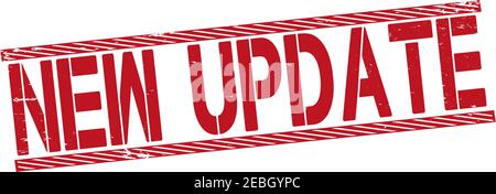 Word of new Update in red grunge stamp on white background. Vector illustration eps 10. Stock Vector