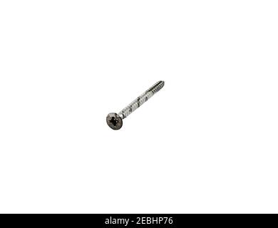 Long hollow screw with head and threads, insulated on white background Stock Photo