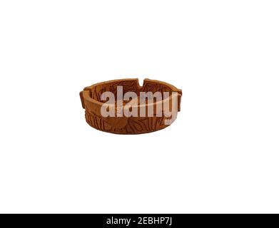 Round terracotta ashtray on a white background Stock Photo