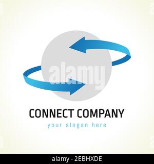 Connect logo. Company's branding identity idea for Internet technologies, connections, communications and global business. Two arrows connected around Stock Vector