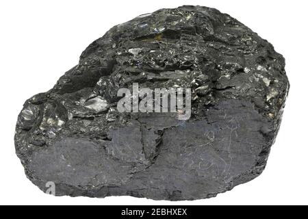 anthrazite coal from Ibbenburen, Germany isolated on white background Stock Photo