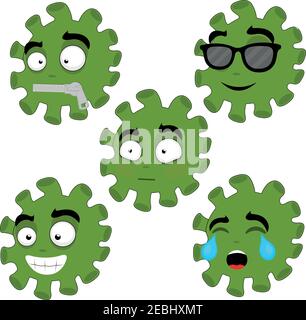 Monster face funny emoticons cartoon vector. Horror emojis of Halloween  zombie, demon or ghost, devil, vampire or beast with different emotions,  scary avatars with open mouth and evil eyes #2916945