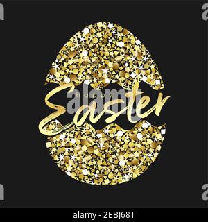 Happy Easter, He Is Risen congrats. Isolated abstract graphic design template. Glittering decoration. Congratulation eggs idea, violet background. Rel Stock Vector