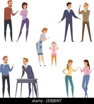Colorful quarrel concept with arguing angry people in different ...