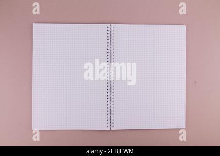 a large a4 notebook on a pink background for study or office work Stock Photo
