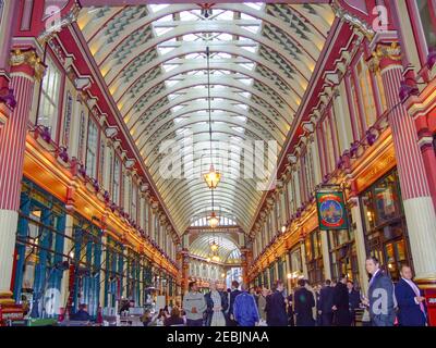 London, United Kingdom - February 02, 2007: Crowd of People at Leadenhall Market in London, UK. Stock Photo