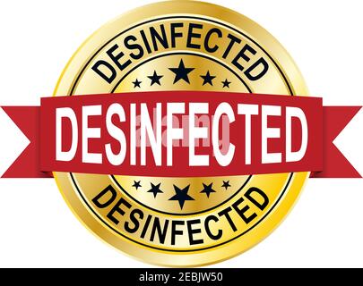 Disinfected gold vector label isolated on white background Stock Vector