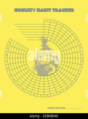 Goblin Habit Tracker Suitable for those with humor. 30 days vector design Stock Vector