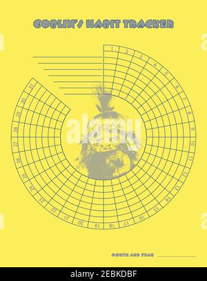 Goblin Habit Tracker Suitable for those with humor. 31 days vector design Stock Vector