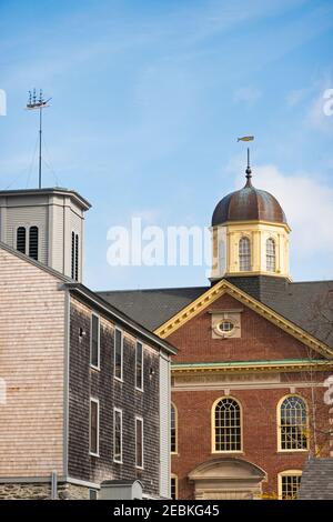 two weathervanes on top of the New Bedford Whaling Museum MA Stock Photo