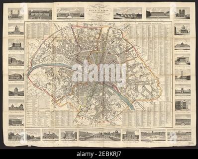 Nouveau plan routier de la ville de Paris, 1829 - Stanford Libraries. Stock Photo