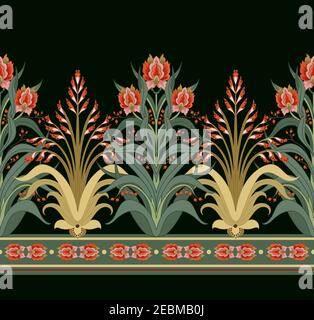 Modern border with floral art deco elements. Vector. Stock Vector