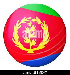 Glass light ball with flag of Eritrea. Round sphere, template icon. Eritrean national symbol. Glossy realistic ball, 3D abstract vector illustration Stock Vector