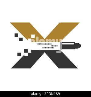 Collection design letter X with bullet on the white background. Vector illustration EPS.8 EPS.10 Stock Vector