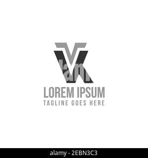 Simple VK letter sign symbol with shadow on the white background. Simple letter symbol for your best business symbol. Vector illustration EPS.8 EPS.10 Stock Vector
