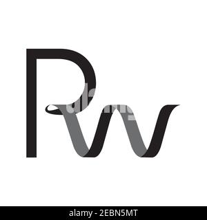 Initial letter RW shaped ribbon for your best business symbol. Vector illustration EPS.8 EPS.10 Stock Vector