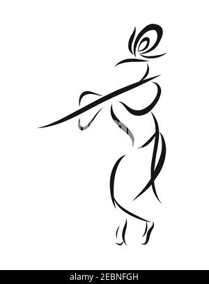 Picture Library Krishna Drawing Line  Krishna Line Art Png  774x1032 PNG  Download  PNGkit