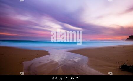 Sunset Scape along Garie Beach in Royal National Park Stock Photo