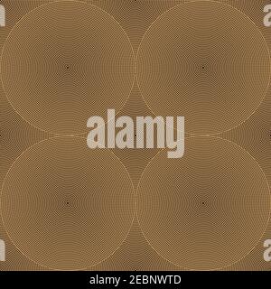 Art deco design. Abstract geometric seamless pattern with golden round ornament on black background. Vintage decorative texture. Polka dots luxury Stock Vector