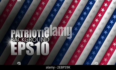EPS10 background. 3D Patriotic background with US flag colors. Perfect for any use you want to make of it. Stock Vector